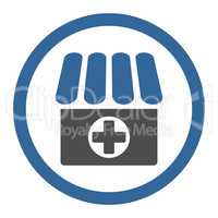 Drugstore flat cobalt and gray colors rounded glyph icon