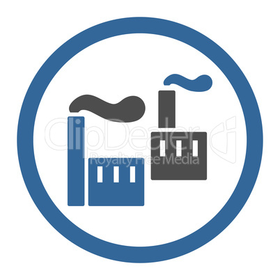 Industry flat cobalt and gray colors rounded glyph icon