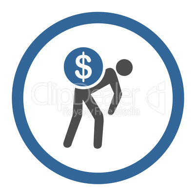 Money courier flat cobalt and gray colors rounded glyph icon