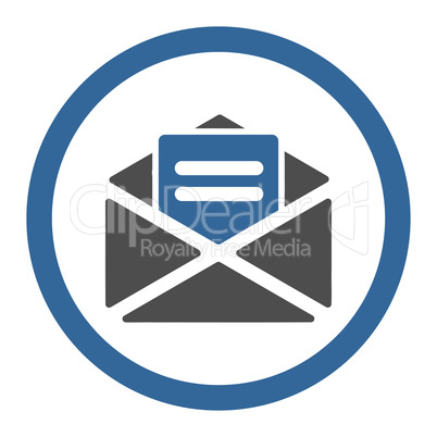 Open mail flat cobalt and gray colors rounded glyph icon