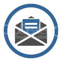 Open mail flat cobalt and gray colors rounded glyph icon
