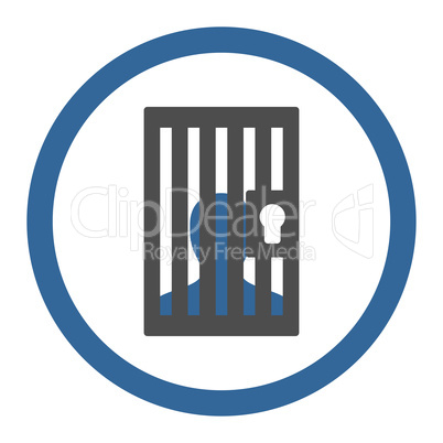 Prison flat cobalt and gray colors rounded glyph icon