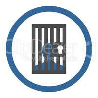 Prison flat cobalt and gray colors rounded glyph icon