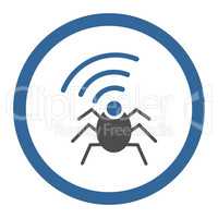 Radio spy bug flat cobalt and gray colors rounded glyph icon