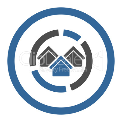 Realty diagram flat cobalt and gray colors rounded glyph icon