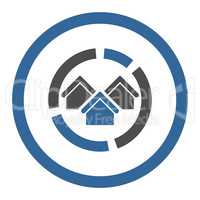 Realty diagram flat cobalt and gray colors rounded glyph icon