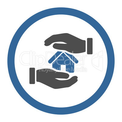 Realty insurance flat cobalt and gray colors rounded glyph icon