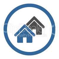 Realty flat cobalt and gray colors rounded glyph icon