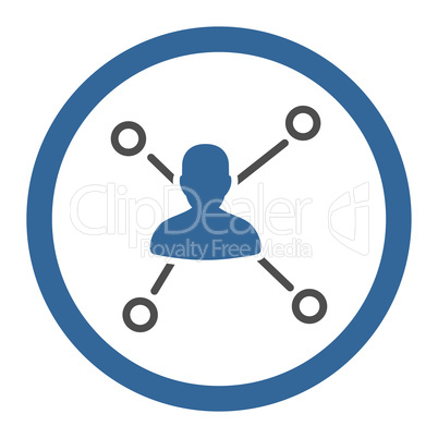 Relations flat cobalt and gray colors rounded glyph icon