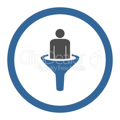 Sales funnel flat cobalt and gray colors rounded glyph icon