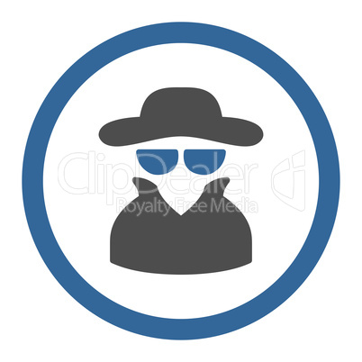 Spy flat cobalt and gray colors rounded glyph icon