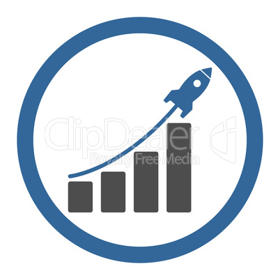 Startup sales flat cobalt and gray colors rounded glyph icon