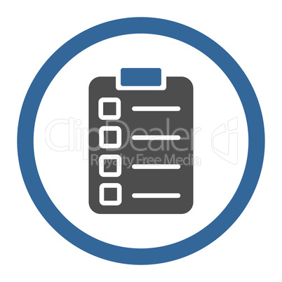 Test task flat cobalt and gray colors rounded glyph icon