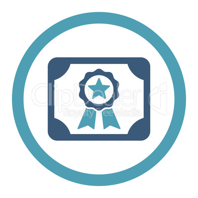 Certificate flat cyan and blue colors rounded glyph icon