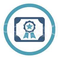 Certificate flat cyan and blue colors rounded glyph icon