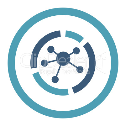 Connections diagram flat cyan and blue colors rounded glyph icon