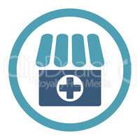 Drugstore flat cyan and blue colors rounded glyph icon