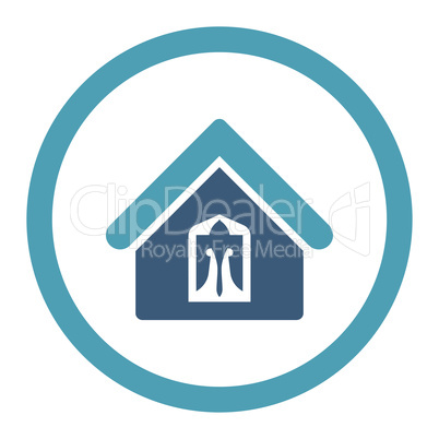 Home flat cyan and blue colors rounded glyph icon