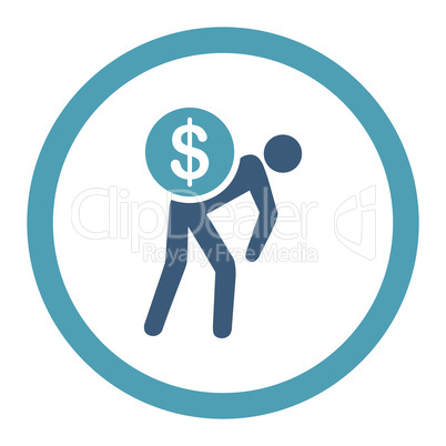Money courier flat cyan and blue colors rounded glyph icon