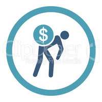 Money courier flat cyan and blue colors rounded glyph icon