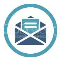 Open mail flat cyan and blue colors rounded glyph icon