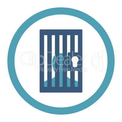 Prison flat cyan and blue colors rounded glyph icon