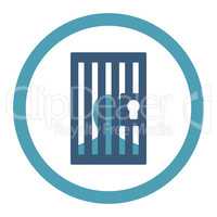 Prison flat cyan and blue colors rounded glyph icon