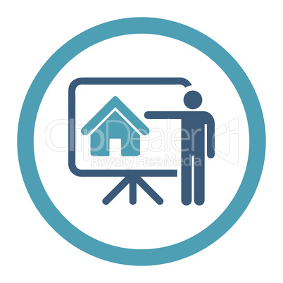 Realtor flat cyan and blue colors rounded glyph icon