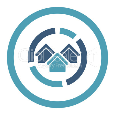 Realty diagram flat cyan and blue colors rounded glyph icon