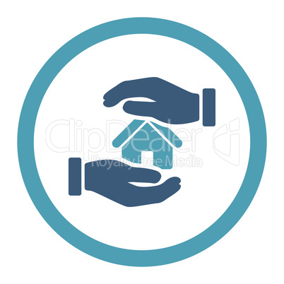 Realty insurance flat cyan and blue colors rounded glyph icon