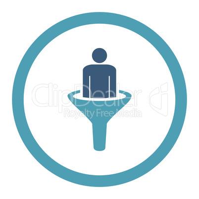 Sales funnel flat cyan and blue colors rounded glyph icon