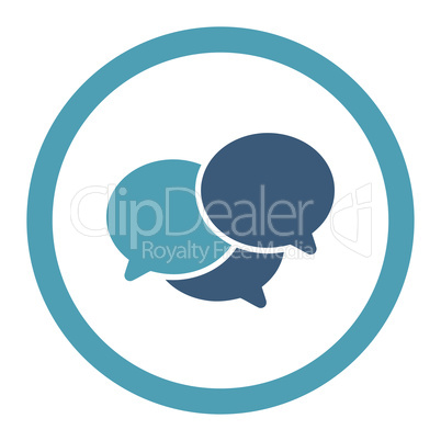 Webinar flat cyan and blue colors rounded glyph icon