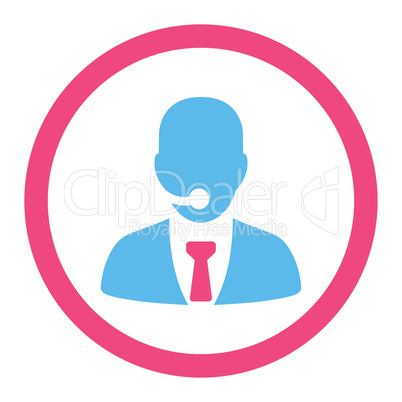 Call center operator flat pink and blue colors rounded glyph icon