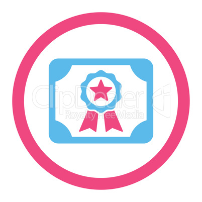 Certificate flat pink and blue colors rounded glyph icon