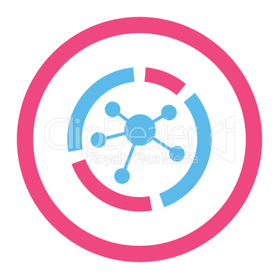 Connections diagram flat pink and blue colors rounded glyph icon