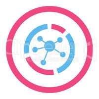 Connections diagram flat pink and blue colors rounded glyph icon