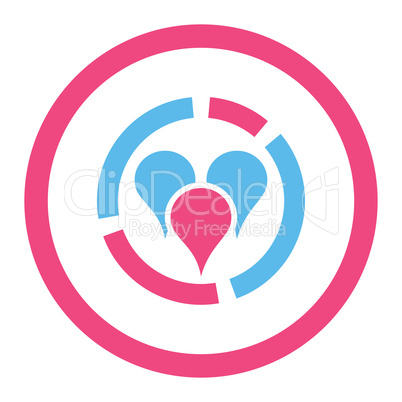 Geo diagram flat pink and blue colors rounded glyph icon