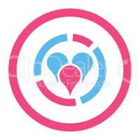 Geo diagram flat pink and blue colors rounded glyph icon