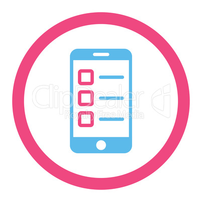 Mobile test flat pink and blue colors rounded glyph icon