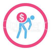 Money courier flat pink and blue colors rounded glyph icon