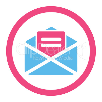 Open mail flat pink and blue colors rounded glyph icon