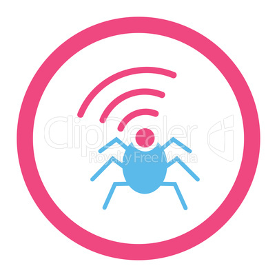 Radio spy bug flat pink and blue colors rounded glyph icon