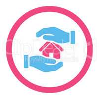 Realty insurance flat pink and blue colors rounded glyph icon