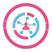 Relations diagram flat pink and blue colors rounded glyph icon