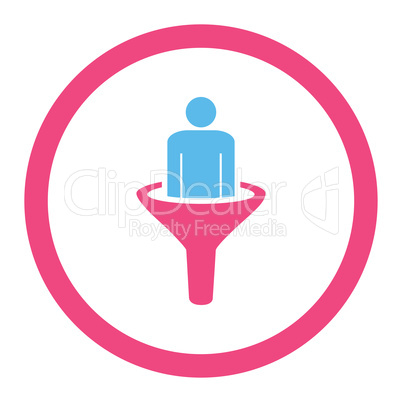 Sales funnel flat pink and blue colors rounded glyph icon