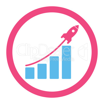 Startup sales flat pink and blue colors rounded glyph icon