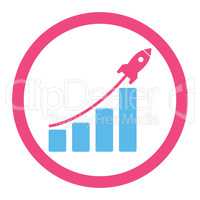 Startup sales flat pink and blue colors rounded glyph icon