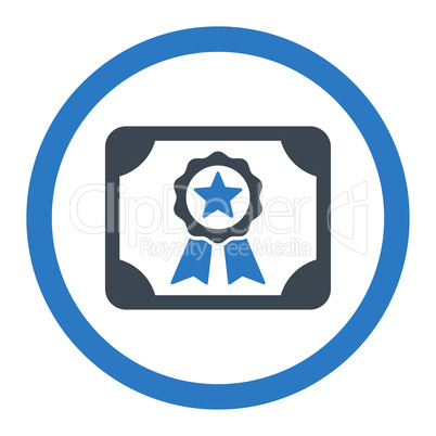 Certificate flat smooth blue colors rounded glyph icon
