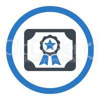 Certificate flat smooth blue colors rounded glyph icon