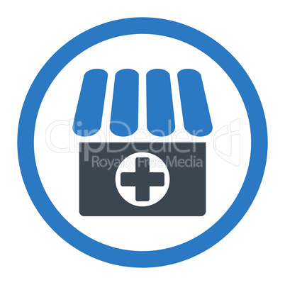 Drugstore flat smooth blue colors rounded glyph icon